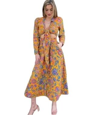 House of Harlow 1960 Multicolor Floral Print (Blue, Pink, Orange, Olive) - XS